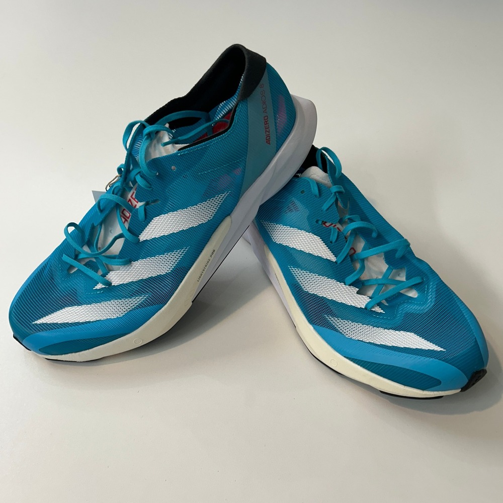 Adidas Adizero Adios 8 Men Running Shoes Blue White HP9721 Size 12